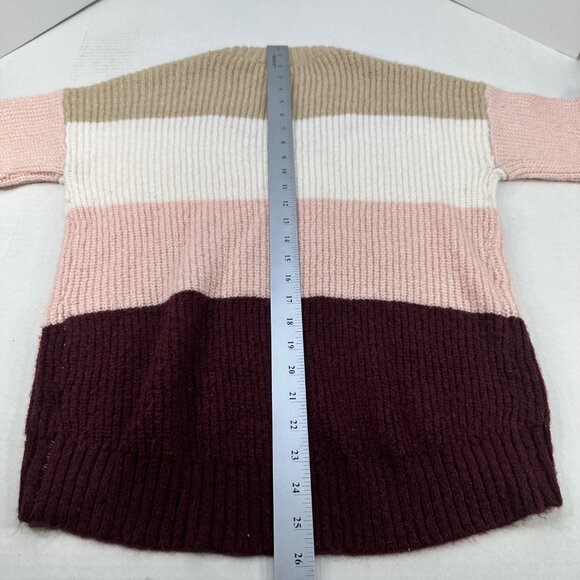 No Boundaries Women's Sz Med 7-9 Sweater V-Neck Striped Multicolor Knit Preowned - Picture 12 of 12